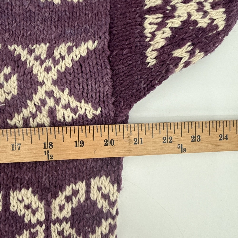 Signature Imports Womens 100% Wool Purple Button Up Cardigan Size Large Boho - Picture 9 of 10